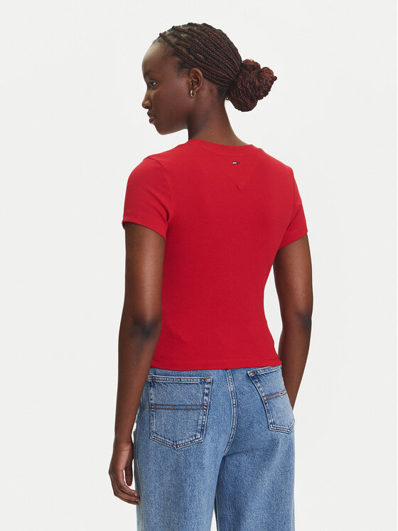 Tommy Jeans Tommy Jeans Majica DW0DW21421 Rdeča Slim Fit