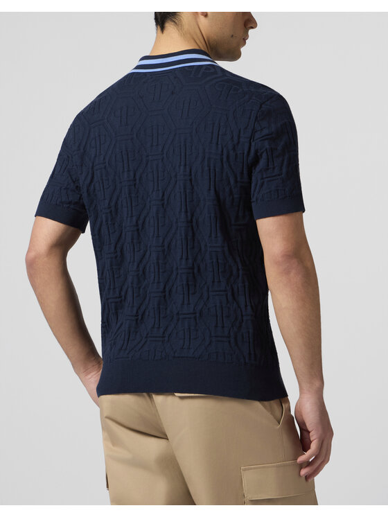 PHILIPP PLEIN PHILIPP PLEIN Polo 30018 Granatowy Regular Fit