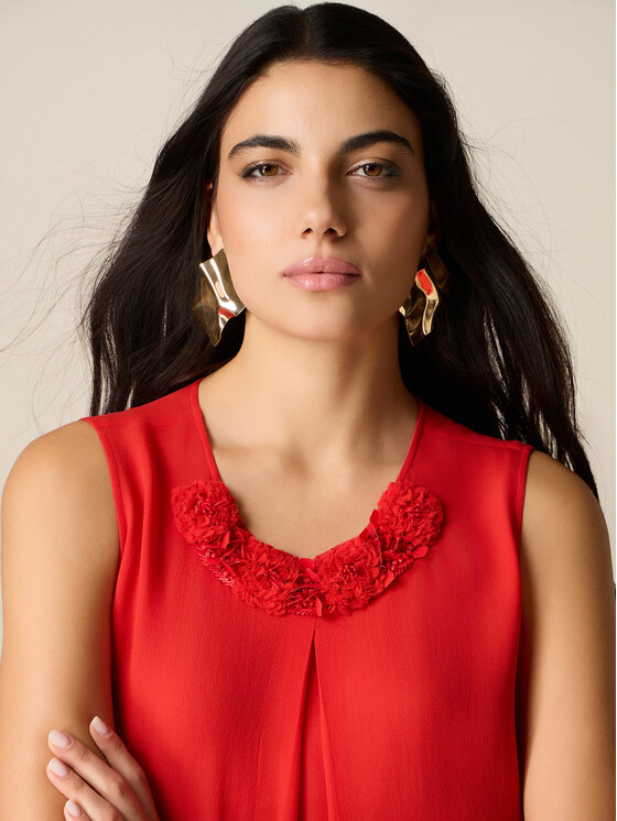 Oltre Oltre Blusa 2504R003074N016 Rosso Regular Fit