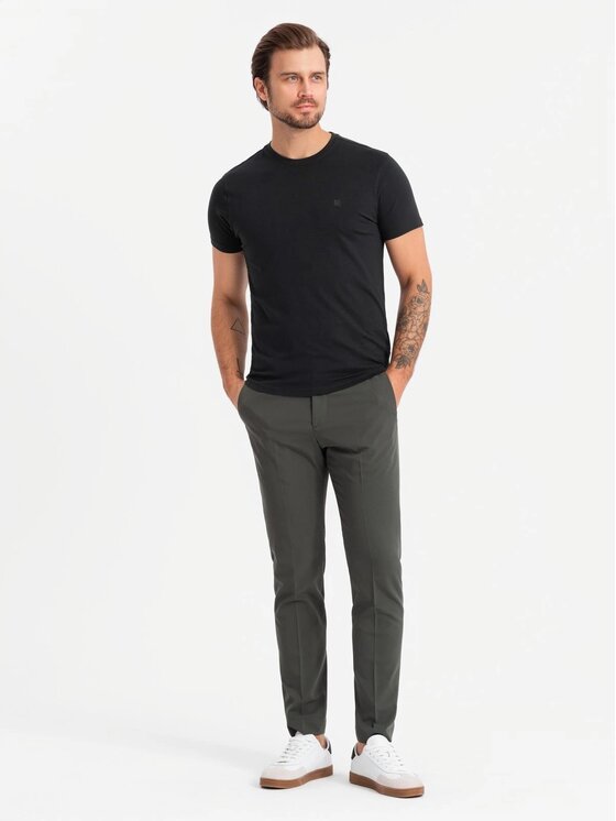 Ombre Ombre T-Shirt OM-TSCT-0220 Czarny Slim Fit
