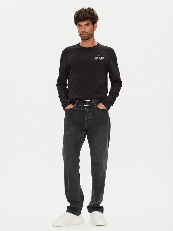Tommy Hilfiger Tommy Hilfiger Hosszú ujjú Stack MW0MW41293 Fekete Regular Fit