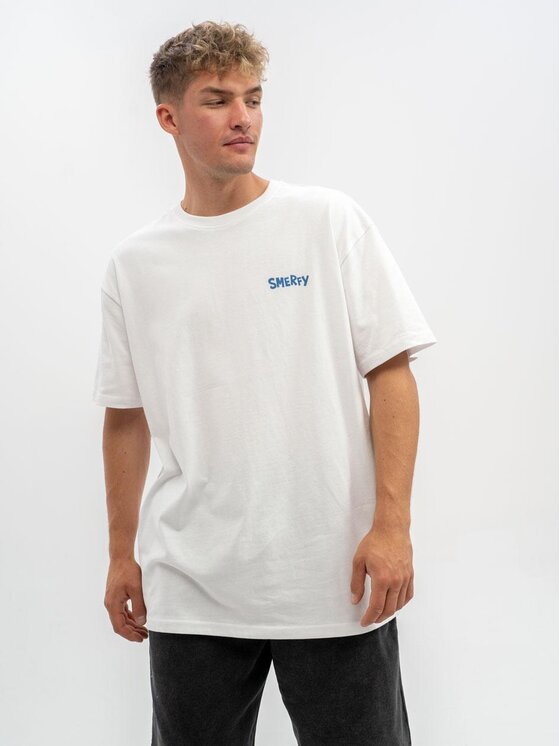Smerfy Smerfy T-Shirt Koszulka Z Krótkim Rękawem Oversize Męska Biała Smerfy Scene S Biały Oversize