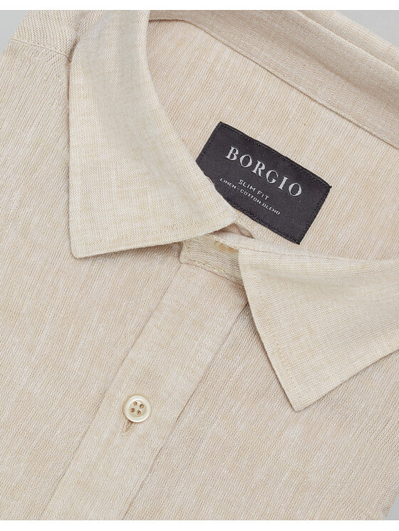 Borgio Borgio Koszula lentini Beżowy Slim Fit