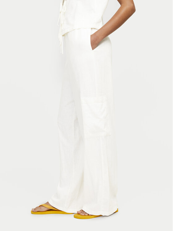 JJXX JJXX Kalhoty z materiálu Breeze 12269769 Bílá Wide Leg