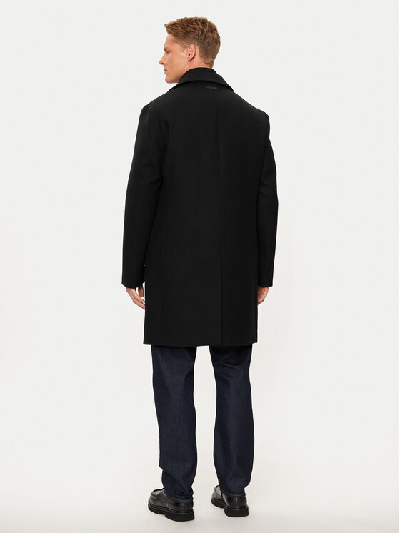 Calvin Klein Calvin Klein Płaszcz wełniany K10K113270 Czarny Regular Fit