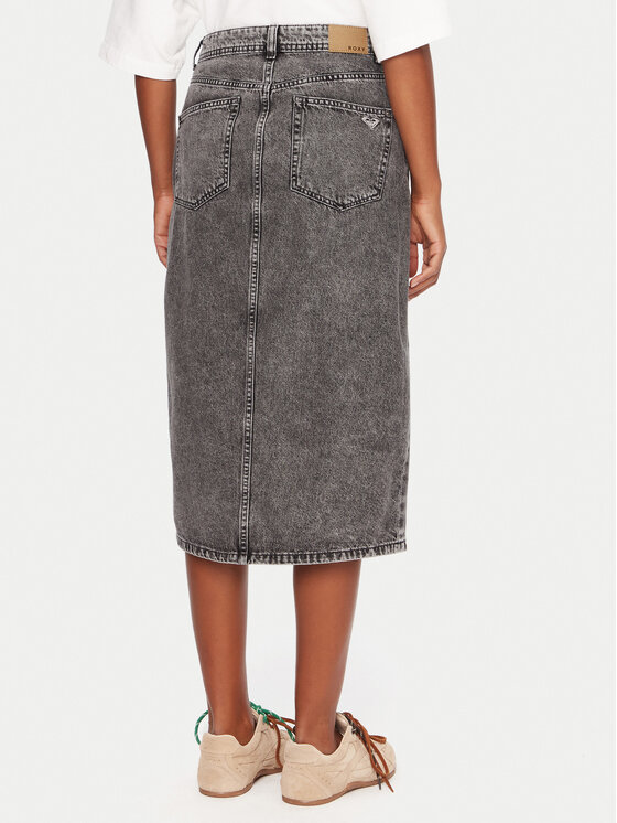 Roxy Roxy Φούστα τζιν Cold Winds ERJDK03039 Γκρι Regular Fit