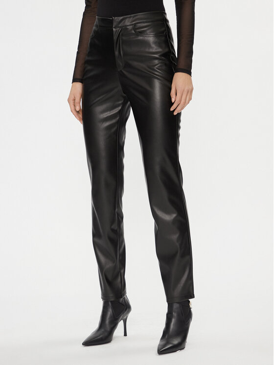 Noisy May Noisy May Dirbtinės odos kelnės 27026067 Juoda Slim Fit