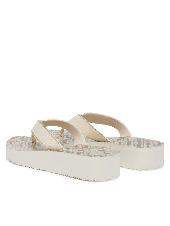 Tommy Hilfiger Tommy Hilfiger Infradito Monogram Mid Wedge Sandal FW0FW09419 Crema