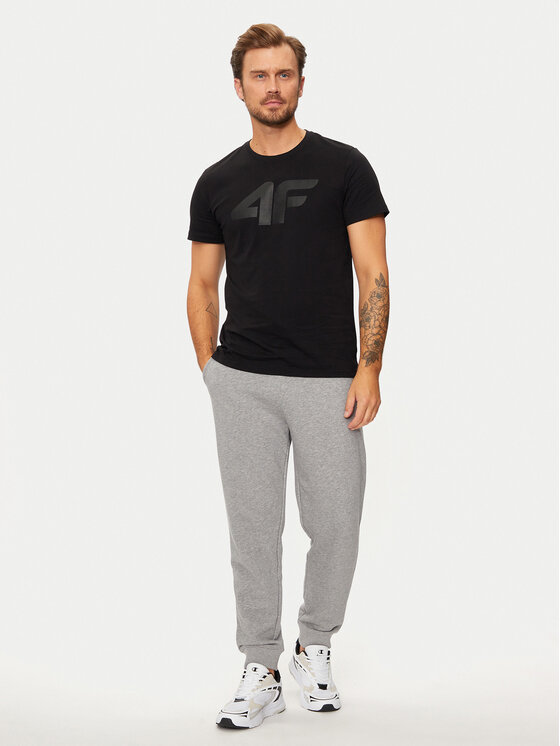 4F 4F T-särk 4FWMM00TTSHM1844 Must Regular Fit