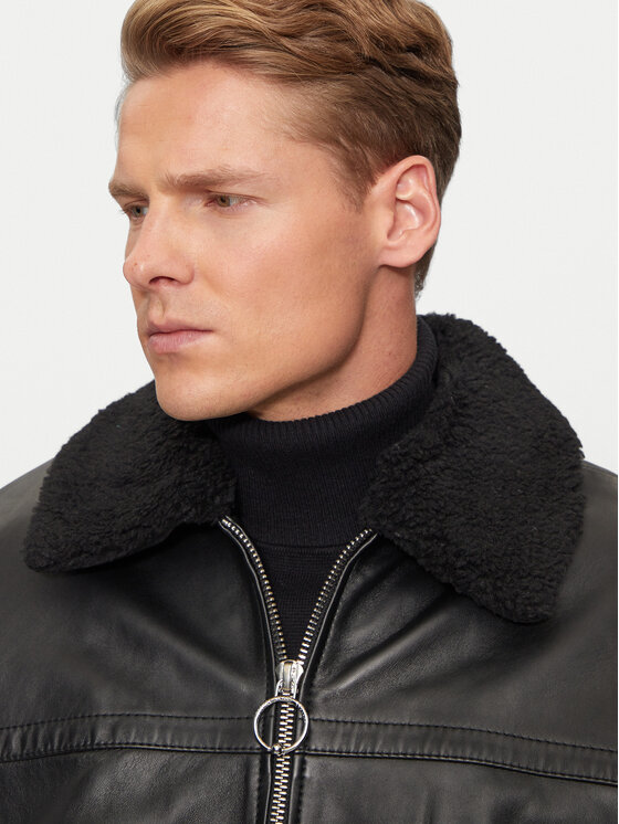 Versace Jeans Couture Versace Jeans Couture Μπουφάν δερμάτινο 77GAVP01 Μαύρο Regular Fit