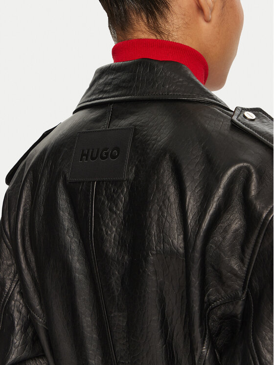 HUGO Hugo Lederjacke Leraba 50522746 Schwarz Relaxed Fit