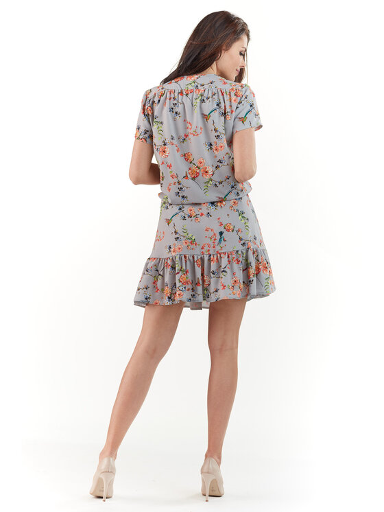 Awama Awama Sukienka letnia A230 Szary Basic Fit