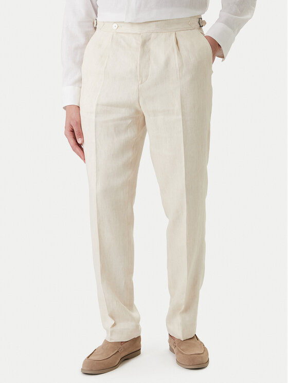 BOSS BOSS Текстилни панталони H-Perino 50563231 Бежов Relaxed Fit