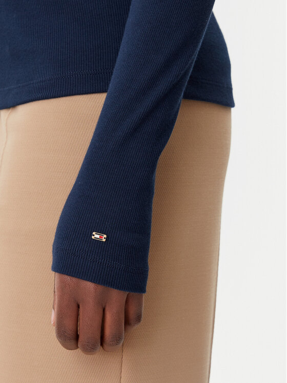 Tommy Hilfiger Tommy Hilfiger Bluzka Henley WW0WW43905 Granatowy Slim Fit