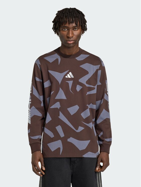 adidas adidas Longsleeve AMG CAMO Brązowy ciemny Loose Fit