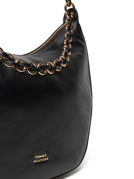 Tommy Hilfiger Tommy Hilfiger Τσάντα Moon Leather Hobo AW0AW17468 Μαύρο