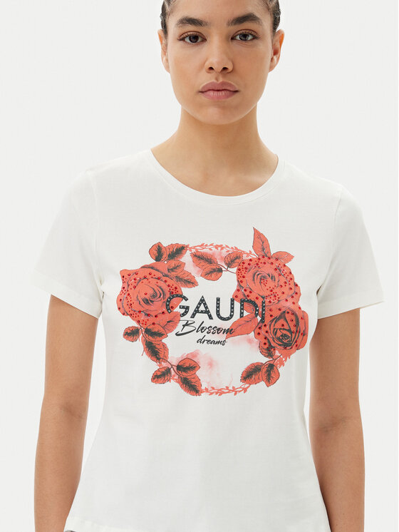Gaudi Gaudi Tričko 511FD64014 Écru Regular Fit