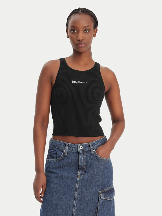 Karl Lagerfeld Jeans Top B1W18024 Negru Slim Fit