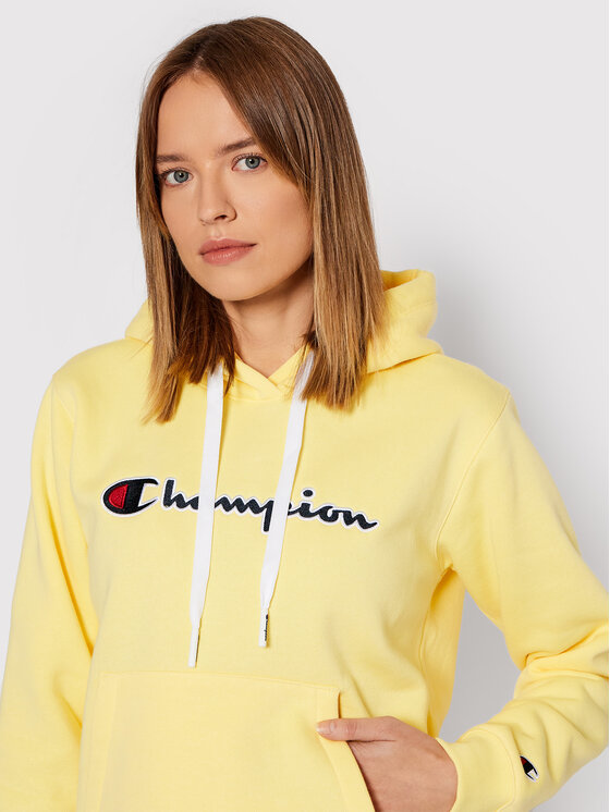 Champion Felpa Blend Script Logo 114461 Giallo Regular Fit Modivo