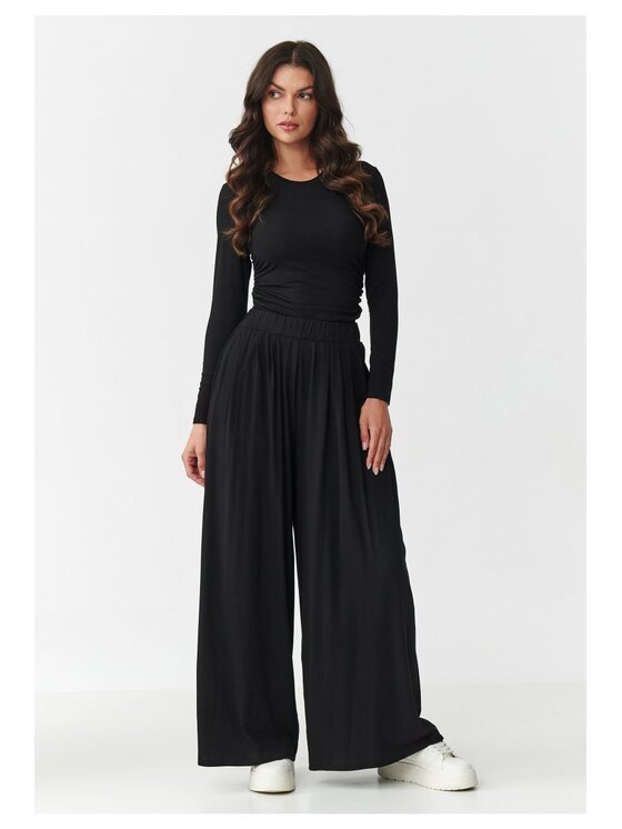 Makadamia Makadamia Komplet bluzka i spodnie M892 Czarny Loose Fit