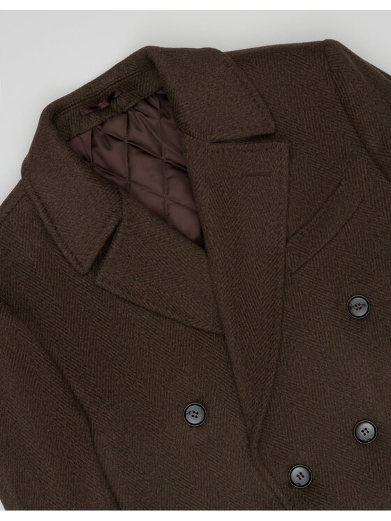 Borgio Borgio Płaszcz wełniany sortino_br2 Brązowy Slim Fit