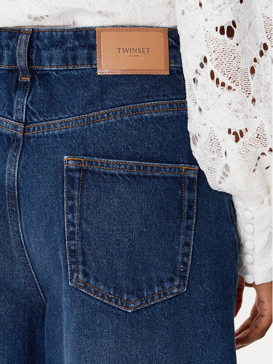 TWINSET TWINSET Blugi 252TP2540 Bleumarin Wide Leg