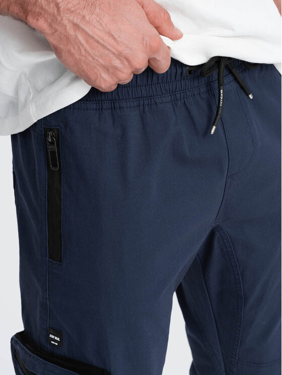 Ombre Ombre Joggery OM-PAJO-0135 Granatowy Cargo Fit