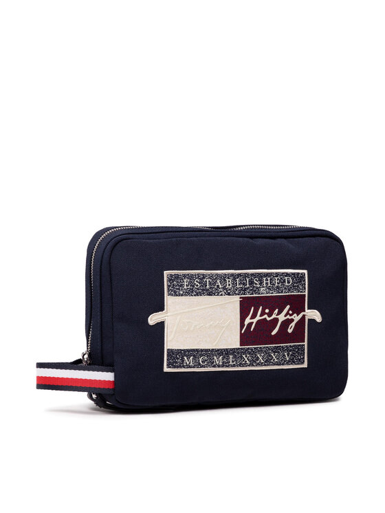 Tommy Hilfiger Tommy Hilfiger Kosmetiktasche Th Signature Washbag AM0AM07835 Dunkelblau
