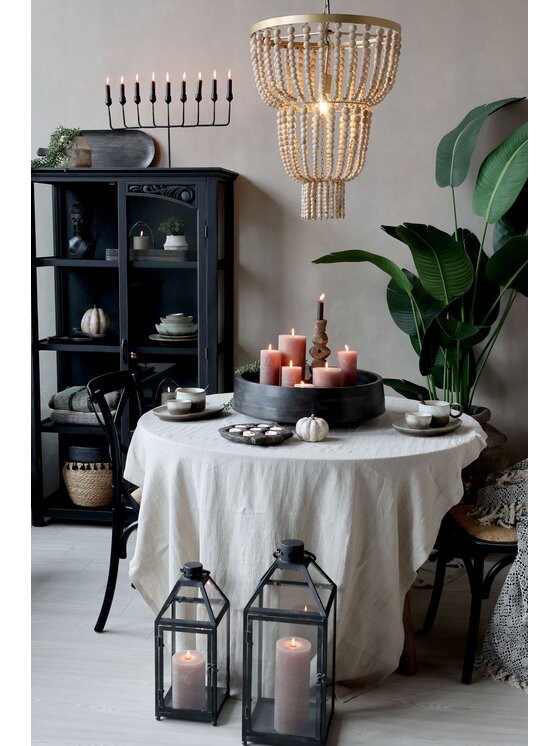 MIAhome MIAhome Lampa Żyrandol z koralików naturalny Boho Twist Beżowy