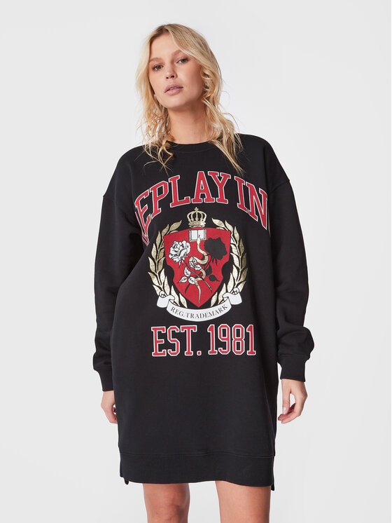 Replay Трикотажна сукня W9740B.000.23190P Чорний Regular Fit | Modivo.ua