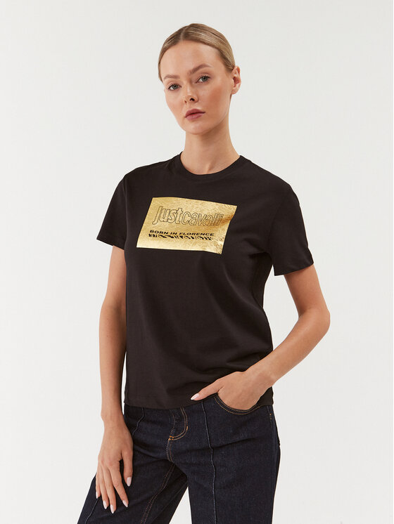 Just Cavalli Tricou 75PAHG06 Negru Regular Fit