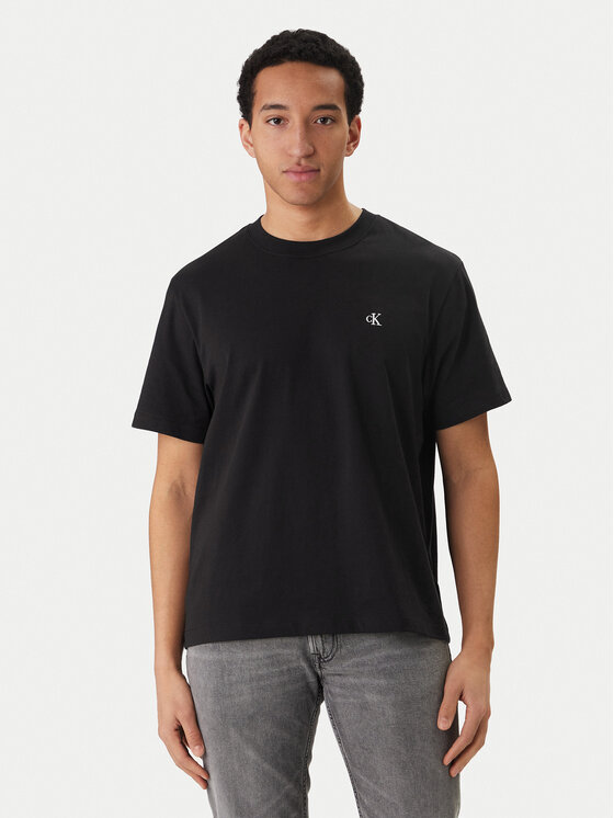 Calvin Klein Jeans Tricou Easy Monologo LV04RC275G Negru Regular Fit