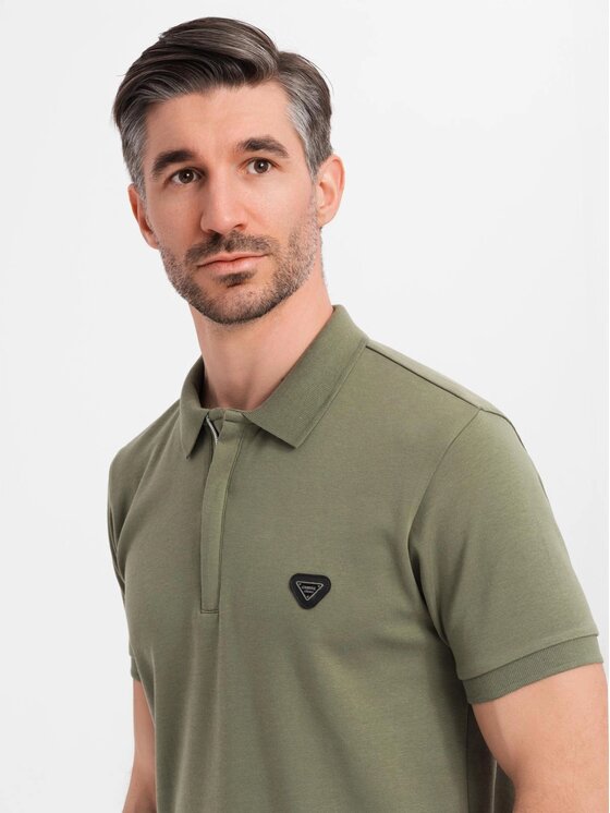 Ombre Ombre Polo OM-POSS-0148 Zielony Regular Fit