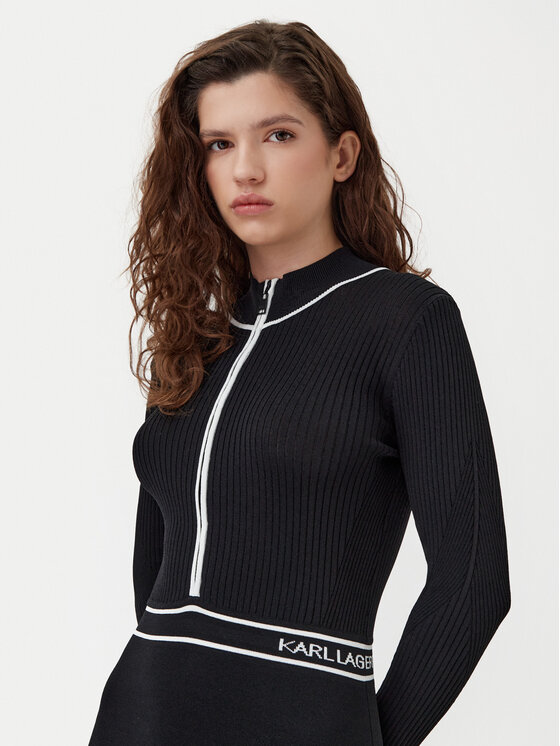 KARL LAGERFELD KARL LAGERFELD Úpletové šaty A1W13027 Černá Slim Fit
