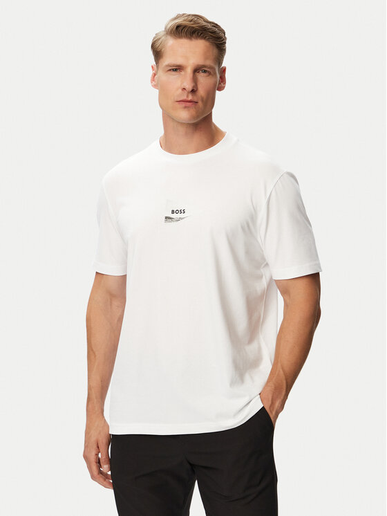 BOSS Tricou TS_Network Photo 50564740 Alb Regular Fit