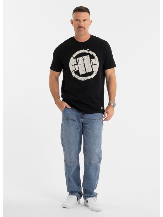 PITBULL PITBULL T-Shirt Koszulka męska Garment Washed SCRATCH XS Czarny Regular Fit