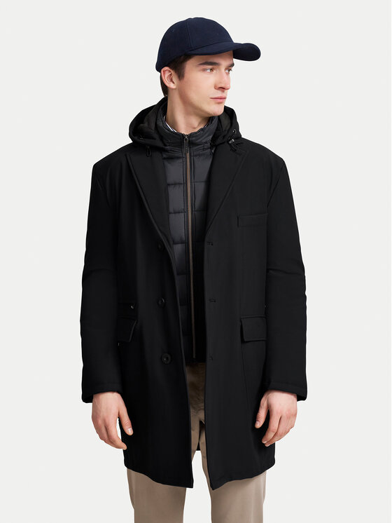 Bugatti Bugatti Cappotto di transizione 635628 61050 Nero Regular Fit