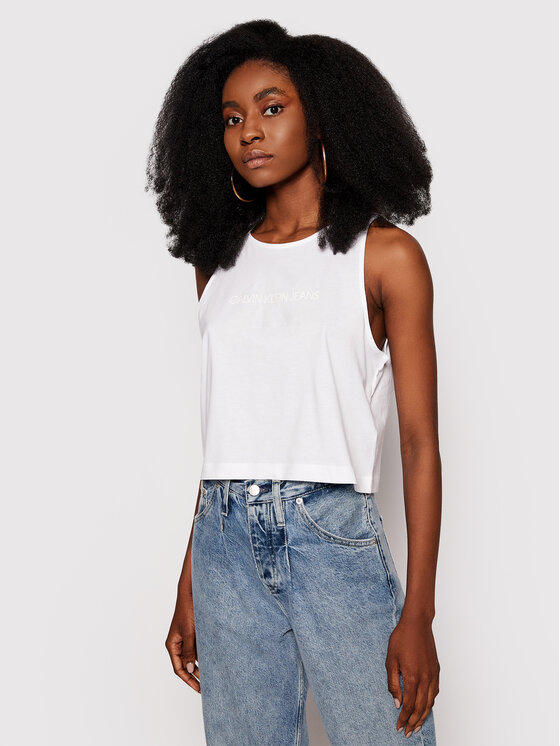 Calvin Klein Jeans Top J20J215622 Bianco Regular Fit • Modivo.it