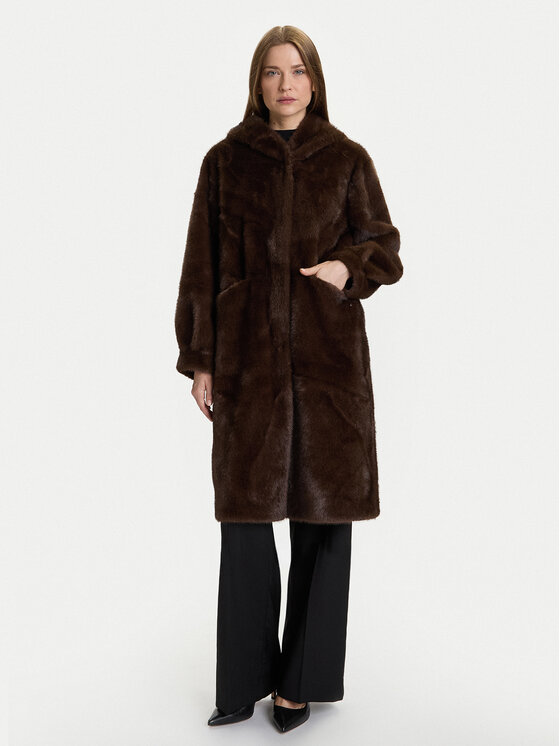 Rinascimento Rinascimento Кожено палто CFC0122225003 Кафяв Regular Fit
