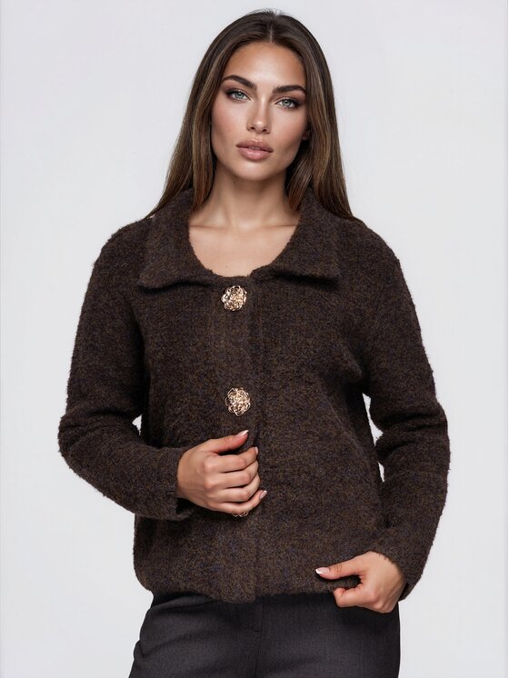Ombre Ombre Kardigan OW-SW-E0066 Brązowy Regular Fit
