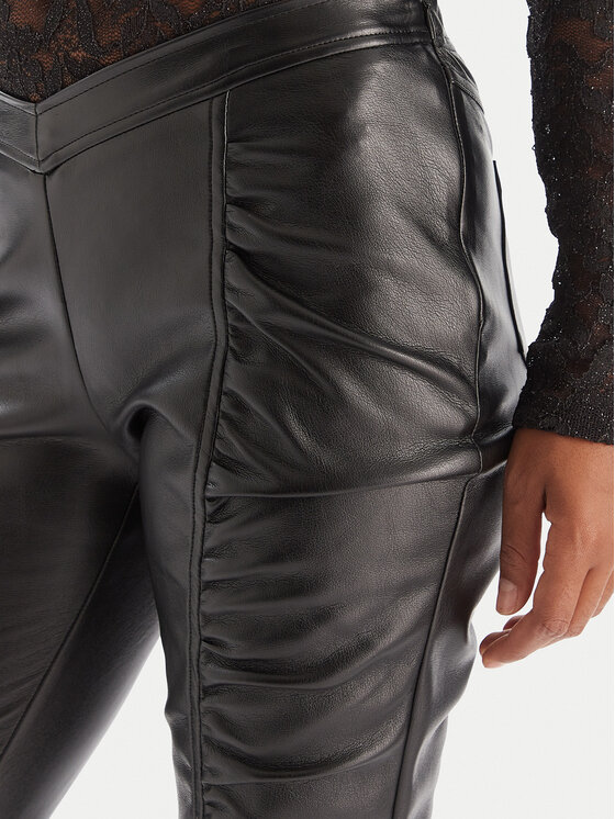 PINKO PINKO Tehisnahast püksid Panelle 105375 A2P5 Must Slim Fit
