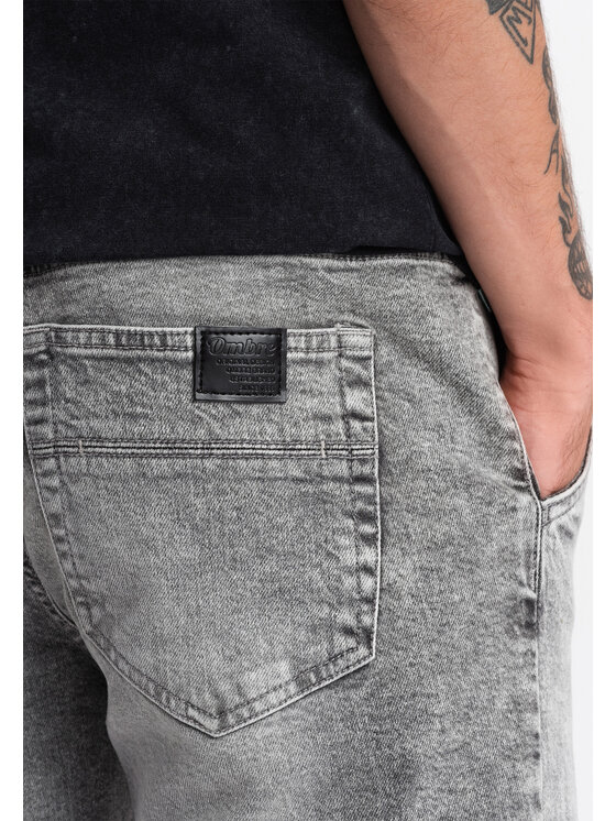 Ombre Ombre Jeansy OM-PADJ-0150 Szary Slim Fit
