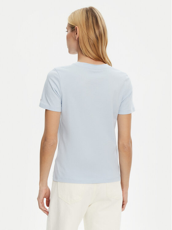 Tommy Hilfiger Tommy Hilfiger T-Shirt WW0WW45428 Błękitny Regular Fit