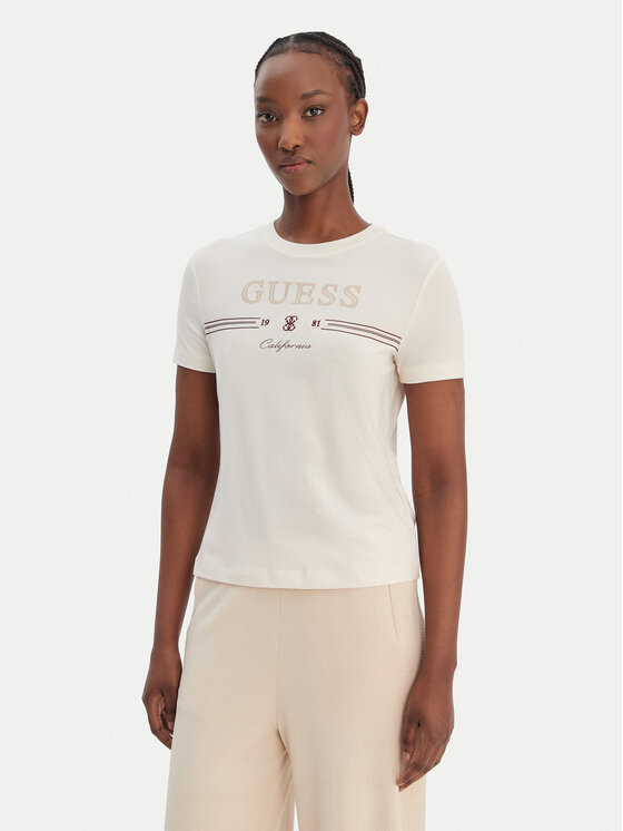 Guess Guess Tricou V6GI06 K2967 Écru Regular Fit