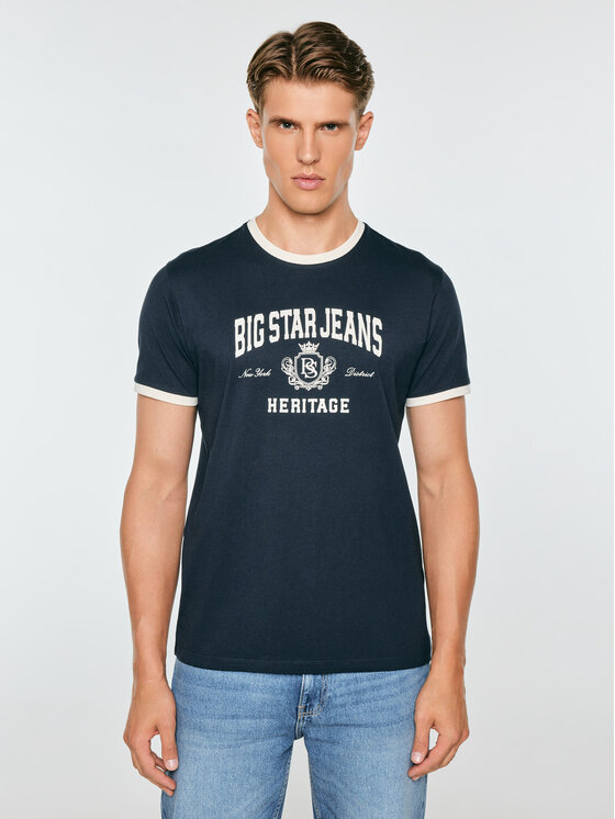 BIG STAR BIG STAR T-Shirt BERNO Granatowy Basic Fit