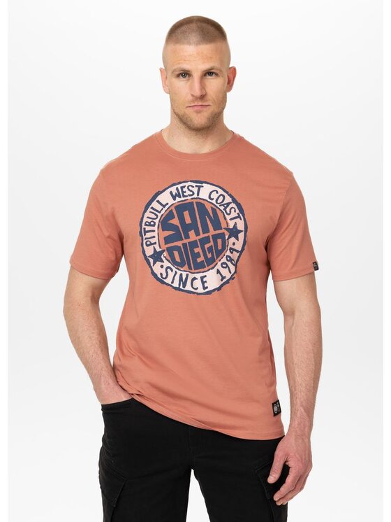 PITBULL PITBULL T-Shirt Koszulka męska SAN DIEGO SUN L Pomarańczowy Regular Fit