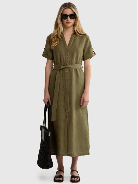 BIG STAR BIG STAR Sukienka codzienna VIKI_303_340 Khaki Basic Fit