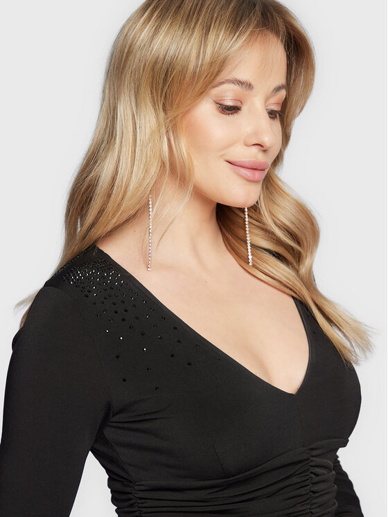 Blugirl Blumarine Blugirl Blumarine Официална рокля RA3065 J6634 Черен Slim Fit