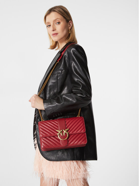 Pinko Handtasche Love Classic Icon Chevron Cl AL 22 23 PLTT 1P22UH A03Z Rot Modivo