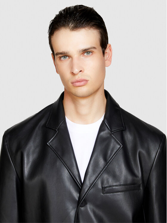 Sisley Sisley Geacă din imitație de piele 2NHCSW01D Negru Regular Fit